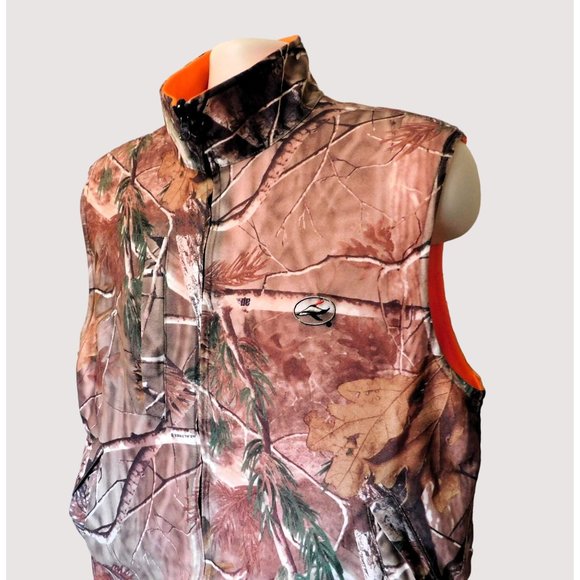 RedHead Realtree Reversible Hunting Vest M Brown Camo Orange Sleeveless Pockets - Picture 2 of 10